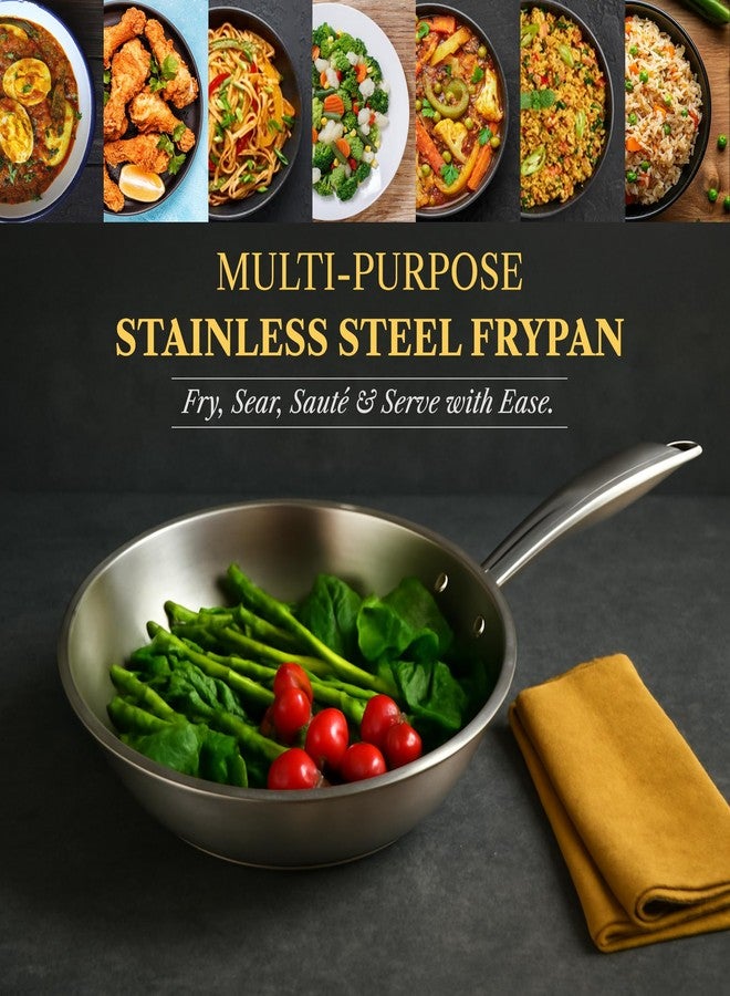 SOLARA Sterra Stainless Steel Frying Pan 22cm, 1.7L, Induction Base Friendly Fry Pan Steel Stainless, 3-Layer Triply Thick Bottom Steel Frypan, Cooking Pan, Toxin-Free Stainless Steel Pan - Image 4